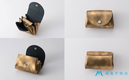 【TRIALOGUE STUDIO】藤巻百貨店別注 ゴールドホイルレザー じゃばら折りマルチウォレット