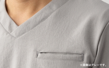 レピウスの白衣 【メンズ】スクラブ リンクル / ネーム刺繍付き (カラー：グレー、サイズ：M)