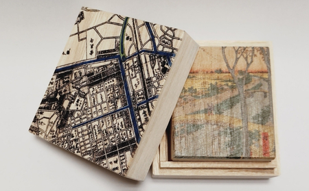 【桐箱(二重箱)】名所江戸水景 [(3)小梅堤] 1ケ (カラー：黒)