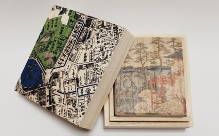 【桐箱(二重箱)】名所江戸水景 [(4)上野清水堂 不忍ノ池] 1ケ (カラー：黒)