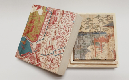 【桐箱(二重箱)】名所江戸水景 [(4)上野清水堂 不忍ノ池] 1ケ (カラー：ピンク)