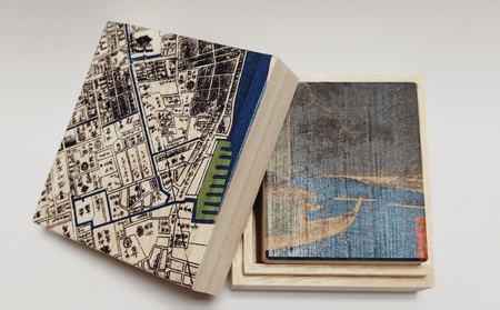 【桐箱(二重箱)】名所江戸水景 [(5)浅草川首尾の松 御厩河岸] 1ケ (カラー：黒)