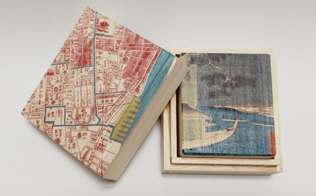 【桐箱(二重箱)】名所江戸水景 [(5)浅草川首尾の松 御厩河岸] 1ケ (カラー：ピンク)