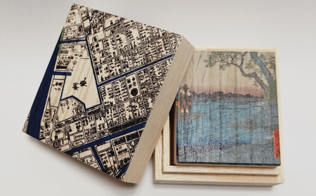 【桐箱(二重箱)】名所江戸水景 [(6)御厩河岸] 1ケ (カラー：黒)