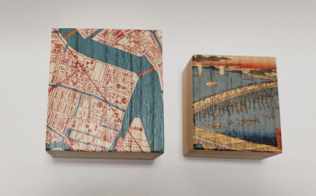 【桐箱(二重箱)】名所江戸水景 [(9)両国橋大川ばた] 1ケ (カラー：ピンク)