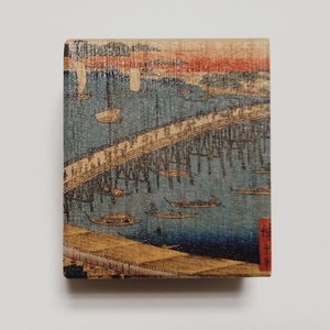 【桐箱(二重箱)】名所江戸水景 [(9)両国橋大川ばた] 1ケ (カラー：ピンク)