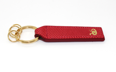 エキゾチックレザーを使用「キャッツアイ（カロング）・キーホルダー」(カラー：レッド)