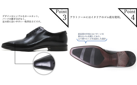 クインクラシコ 革靴 62003 (カラー：ネイビー、サイズ：25.0cm) ビジネスシューズ 本革 ホールカット プレーントゥ 牛革 フォーマル