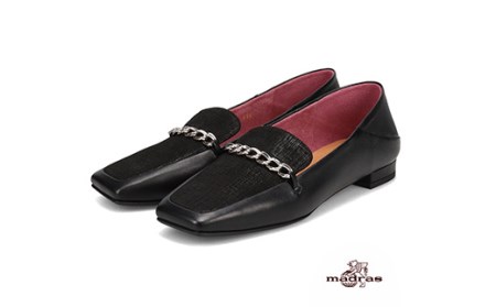 100周年マドラス　浅草ハンドメイド婦人靴 MAL0032　ビットモカシューズ (サイズ：22.5cm、カラー：ブラックコンビ)