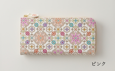 【浅草文庫】L字長財布 花菱柄(カラー：ピンク)