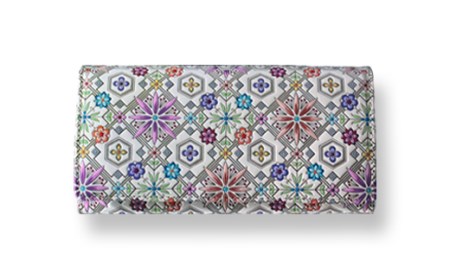 【浅草文庫】かぶせ長財布〈花菱柄〉(カラー:ピンク)