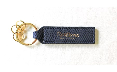 エキゾチックレザーを使用「キャッツアイ（カロング）・キーホルダー」(カラー：ネイビーブルー)