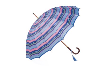 【前原光榮商店】婦人用雨傘 エム1555 カーボン〈手元：寒竹〉(カラー：ブルー）