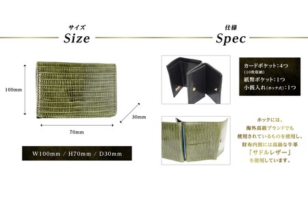 パームウォレット【テジュー（トカゲ革）】(全3色)(カラー：モスグリーン)