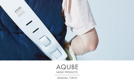 AQUBE MUSIC PRODUCTS ギターストラップ　シュリンク ホワイト ［ S ］(裏面カラー：スウェードグレー)