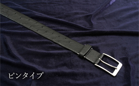 オーストリッチ ベルト クロ 幅35mm メンズ ピンタイプ