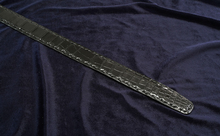 ベルト メンズ ツヤワニ クロコベルト 幅35mm クロ 手縫いステッチ レザー 革 本革 革製品 クロコダイル ワニ革 クロコダイルベルト ワニ革ベルト レザーベルト メンズベルト 黒 日本製 東京 東京都 墨田区 ピンタイプ