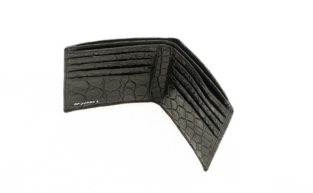 マットクロコ二つ折り札入れ メンズ ブラック