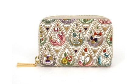 【文庫屋大関】ファスナー 小銭入れ 花と猫＜ミックス＞【皮革工芸品】財布 牛革 コンパクト 東京 10,220円