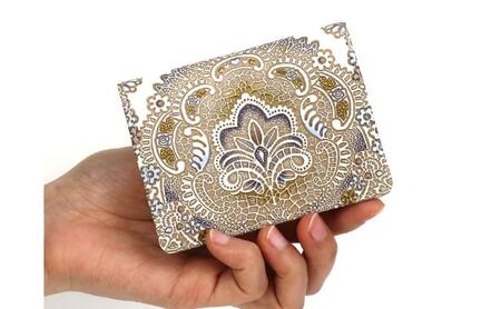 文庫屋大関】箱まち小銭入れ アンティークレース〈ビオラ〉【皮革工芸