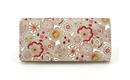 【文庫屋大関】束入れ 春らんまん＜茜＞【皮革工芸品】 財布 お札 お札入れ 長財布 カード 小銭 牛革 手作り 日本製 墨田区 東京都