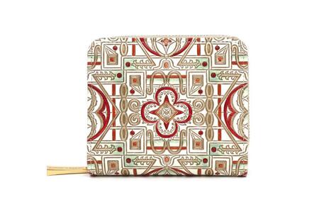 【文庫屋大関】二つ折りファスナーミニ財布 雅＜紅＞【皮革工芸品】財布 二つ折り 小物 お札 カード 小銭 コンパクト 牛革 手作り 日本製 墨田区 東京都