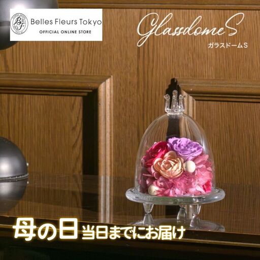 ガラスドームS 花 お花 プリザーブドフラワー ギフト プレゼント お祝い 誕生日 お供え アレンジ インテリア 東京都 墨田区 イエロ×オレンジ 10,220円