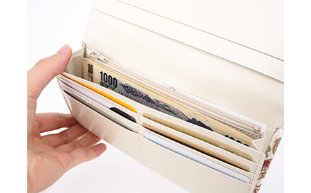 長財布 スッキリ大人の財布 束入れ 花菱 文庫屋大関 お札を折らない 財布 レディース レザー 本革 革 文庫革 薄い スリム 軽量 スリム財布 レディース財布 お財布 札入れ 札束入れ 日本製 和風 花柄 東京 墨田区