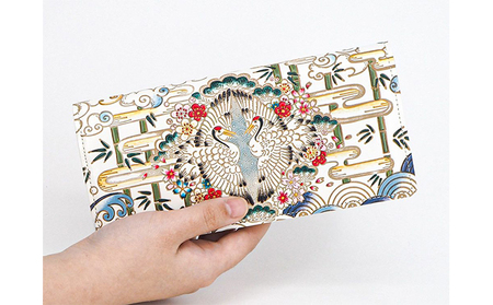 長財布 スッキリ大人の財布 束入れ むかい鶴 文庫屋大関 お札を折らない 財布 レディース レザー 本革 革 文庫革 薄い スリム 軽量 スリム財布 レディース財布 お財布 札入れ 札束入れ 日本製 和風 東京 墨田区