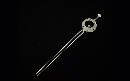 かんざし 平打ち簪 銀製 雪輪に月うさぎ かざり工芸三浦 髪飾り ヘア