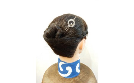 かんざし 平打ち簪 銀製 雪輪に月うさぎ かざり工芸三浦 髪飾り ヘア