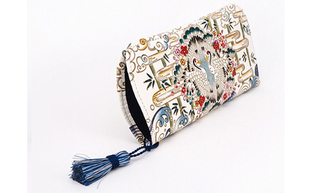 メガネケース むかい鶴 文庫屋大関 メガネ ケース メガネ入れ 本革 牛革 革 皮革 軽量 スリム コンパクト 収納 工芸品 工芸 雑貨 和柄 和 和風 日本製 民芸品 ファッション小物 縁起物 眼鏡ケース 東京 墨田区