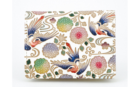 【文庫屋大関】箱まち小銭入れ　花鳥【皮革工芸品】 ファッション小物 財布 民芸品