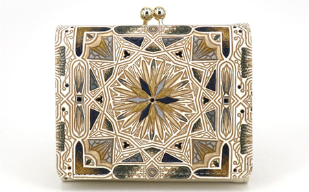 【文庫屋大関】三つ折りミニ財布　カロ（ブラック）【皮革工芸品】 ファッション 小物 民芸品 お札 カード 小銭 手のひらサイズ コンパクト 大人 タイル 牛革 手作り 国産