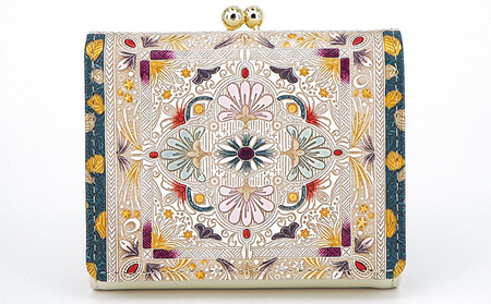 【文庫屋大関】三つ折りミニ財布　黄金のタピ【皮革工芸品】 ファッション 小物 民芸品 お札 カード 小銭 手のひらサイズ コンパクト 大人かわいい 牛革 手作り 国産