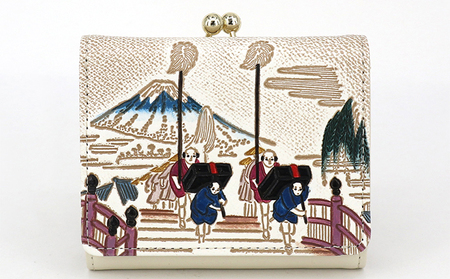 【文庫屋大関】三つ折りミニ財布 日本橋【皮革工芸品】