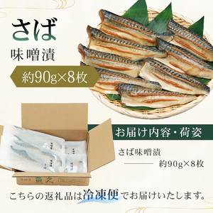 【京粕漬 魚久】さば味噌漬 8枚（2枚入×4パック）　約720g　冷凍保存可/　魚久 さば 鯖 ｻﾊﾞ 味噌漬け【kt005-008-2】