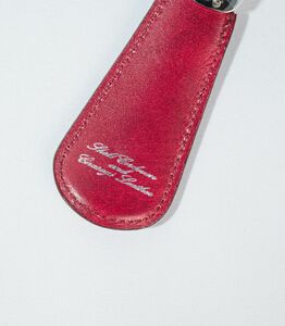 キプリス本革製コードバンxシラサギレザーシューホーンキーホルダー カラー:ブラックxレッド