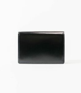 キプリス本革製コードバンｘシラサギレザー通しマチ名刺入れ　カラー：ブラックｘネイビー　