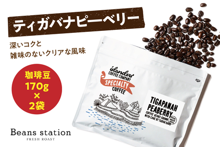 Tigapanah Peaberry　ティガバナピ―ベリー　珈琲豆170ｇ×2袋セット