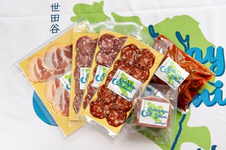 【三輪亭】セタガヤサラミ・ジビエセット【加工食品 加工品 サラミ ジビエ 豚 生ハム 冷凍 人気 人気セット おつまみ 贅沢 ご褒美 贈り物 プレゼント ギフト】_0028-002-se5