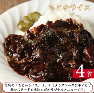 ≪４食まとめて≫はしぐち亭人気メニューセット（ちとかライス＆ハンバーグ）【世田谷みやげ】ハンバーグ ライス パック 個包装 人気 セット デミグラス 冷凍 レトルト ギフト ご自宅用_0047-001-se5