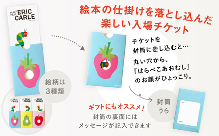PLAY! PARK ERIC CARLE 入場チケット 3枚（大人3名・子ども3名 計6名様分）体験 チケット 入場券 入場チケット 遊び場 アスレチック アトリエ ギフト プレゼント 贈り物 ご褒美_0067-003-se6