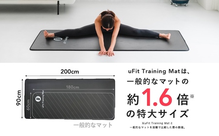 uFit Training Mat 10mm【ブラック】【136012-1】ﾏｯﾄ ﾄﾚｰﾆﾝｸﾞ 運動 筋肉 筋ﾄﾚ ﾊﾞﾗﾝｽ ｽﾄﾚｯﾁ 大判ｻｲｽﾞ