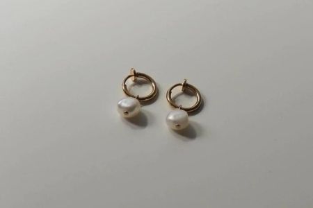 [Cherieオリジナルイヤリング]pearl hoop earring