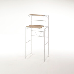 天井が低くても置けるカフェスタイルランドリーラック 棚2段 高さ143~193cm【ホワイト】_1904000792_01