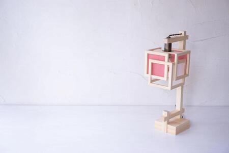 【照明/国産檜】スタンドライト/CombinationLamp『旬ミニ shun-mini』 白×緋 A550-C