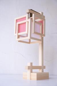 【照明/国産檜】スタンドライト/CombinationLamp『旬ミニ shun-mini』 白×緋 A550-C
