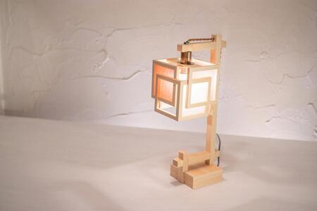 【照明/国産檜】スタンドライト/CombinationLamp『旬ミニ shun-mini』 白×緋 A550-C