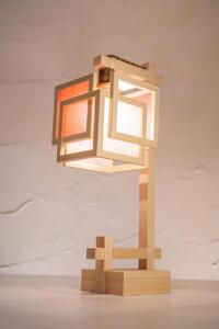 【照明/国産檜】スタンドライト/CombinationLamp『旬ミニ shun-mini』 白×緋 A550-C